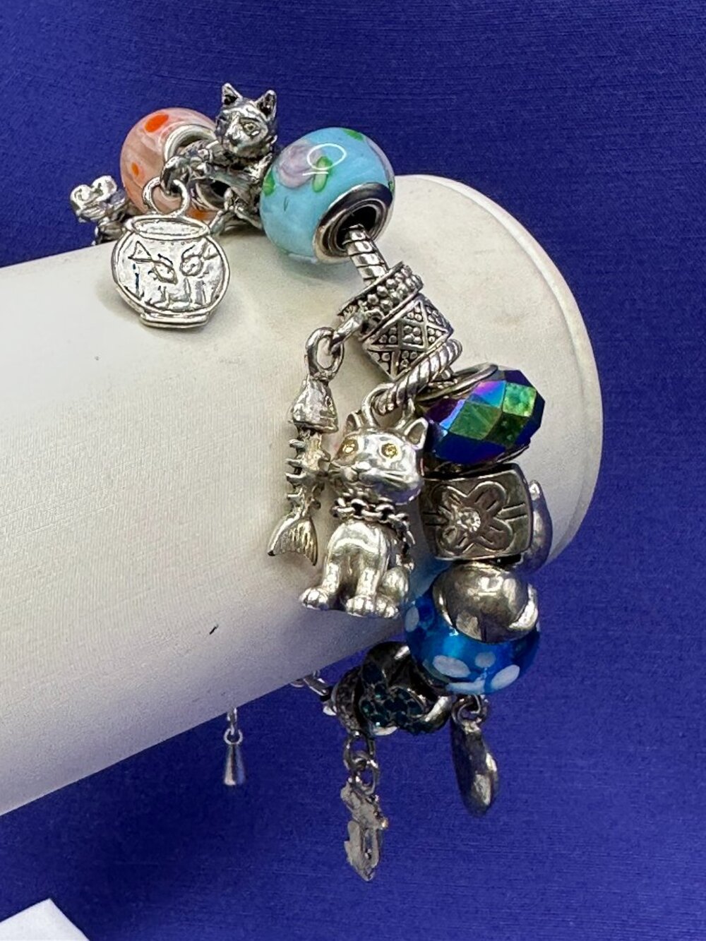 Pandora-Style “Cat Theme” Bracelet 17 Charms, inc. Brighton Cat Charm